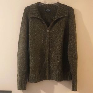 Olive Gray Zip Up Cardigan